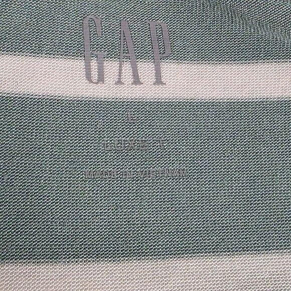 GAP Luxe L Green White Striped Short Sleeve Tee - Picture 4 of 6